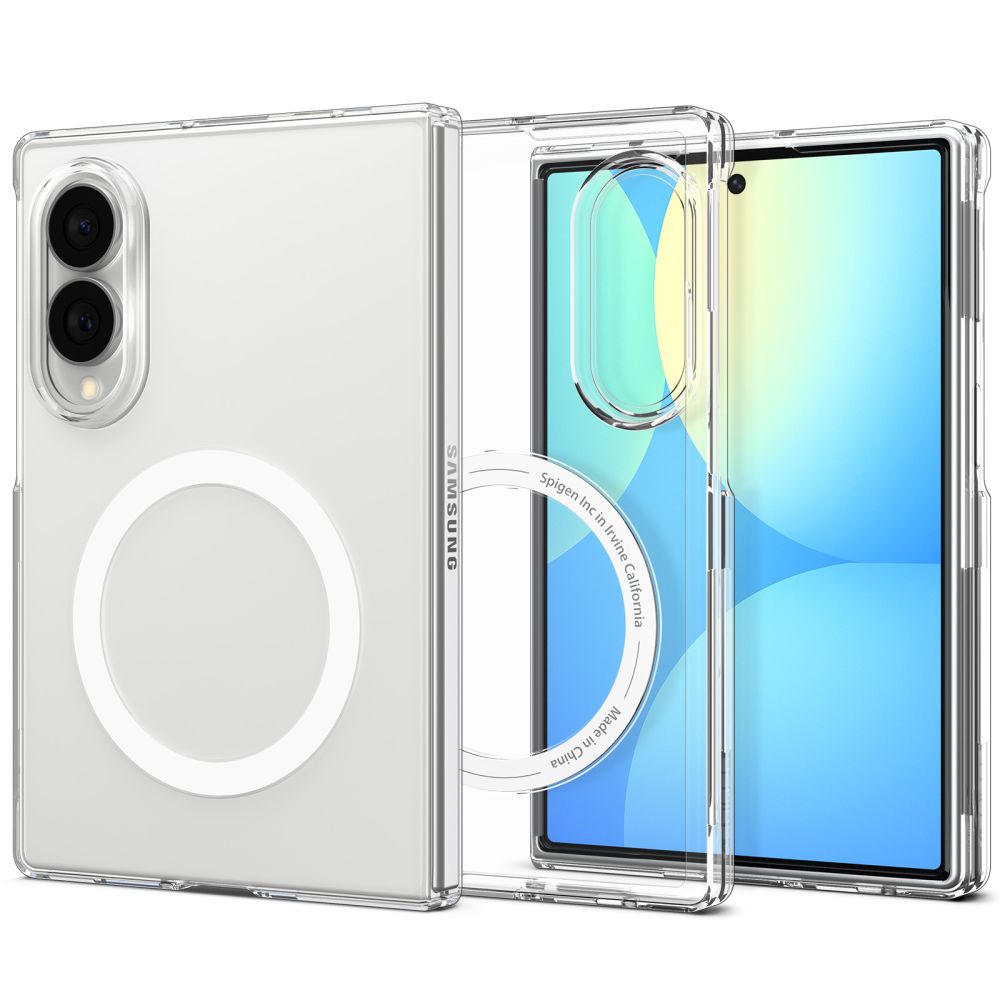 Spigen AirSkin MagFit MagSafe ümbris Samsung Galaxy Z Fold 8-le, läbipaistev ja valge