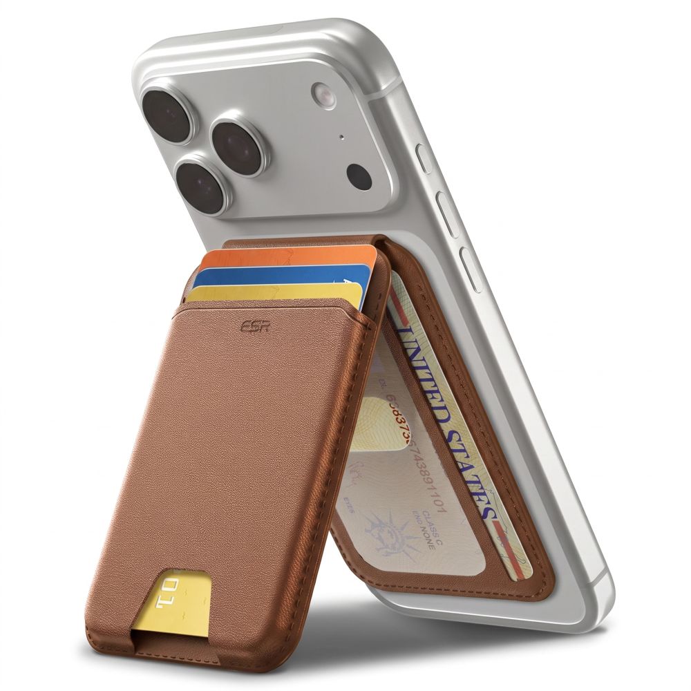 ESR Classic RFID-kaitsega MagSafe magnetiline telefoni kaarditasku koos toega – pruun