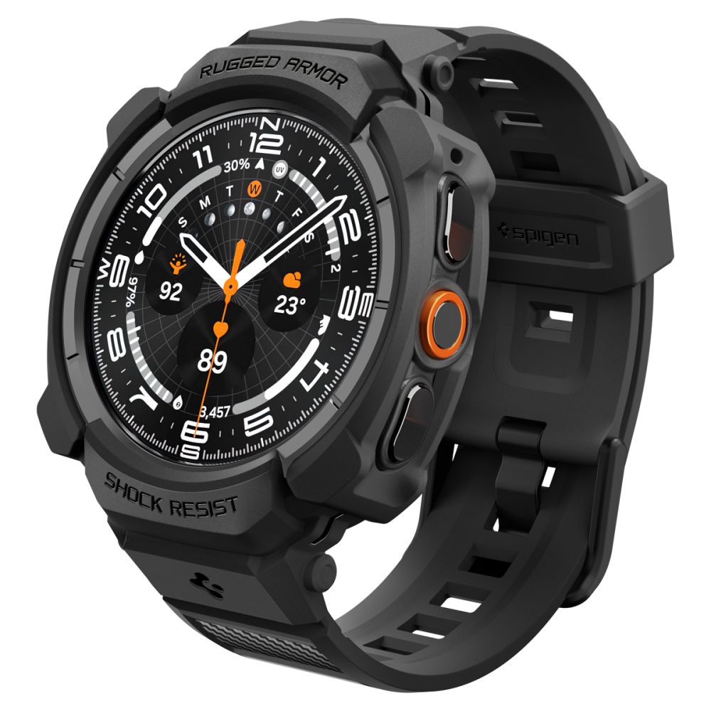 Spigen Rugged Armor Pro ümbrise ja rihma komplekt Samsung Galaxy Watch Ultra 2 (2026) 47 mm kellale – mattmust