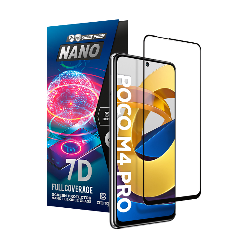 Crong 7D Nano Flexible Glass 9H kogu ekraani kattev hübriidne ekraanikaitse seadmele Xiaomi POCO M4 Pro 5G