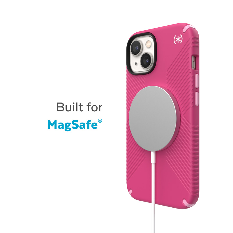 Speck Presidio2 Grip MagSafe ümbris seadmele iPhone 14 Plus, libisemiskindla haardega, Digital Pink / Blossom Pink / White värvikombinatsioon