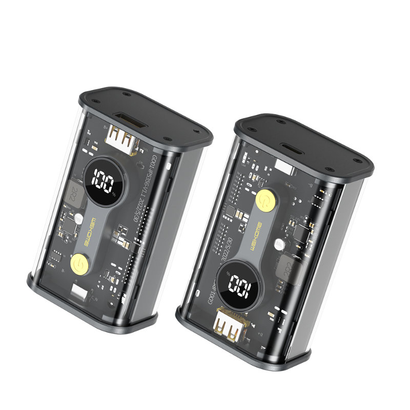 WEKOME WP-333 Vanguard Series akupank, 10000 mAh, PD 20 W + QC 22,5 W, must ja läbipaistev