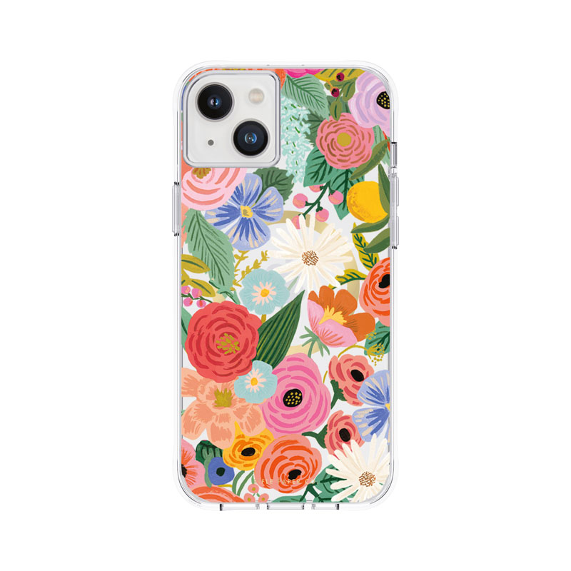 Rifle Paper Clear MagSafe ümbris seadmele iPhone 14 Plus, Garden Party Blush mustriga