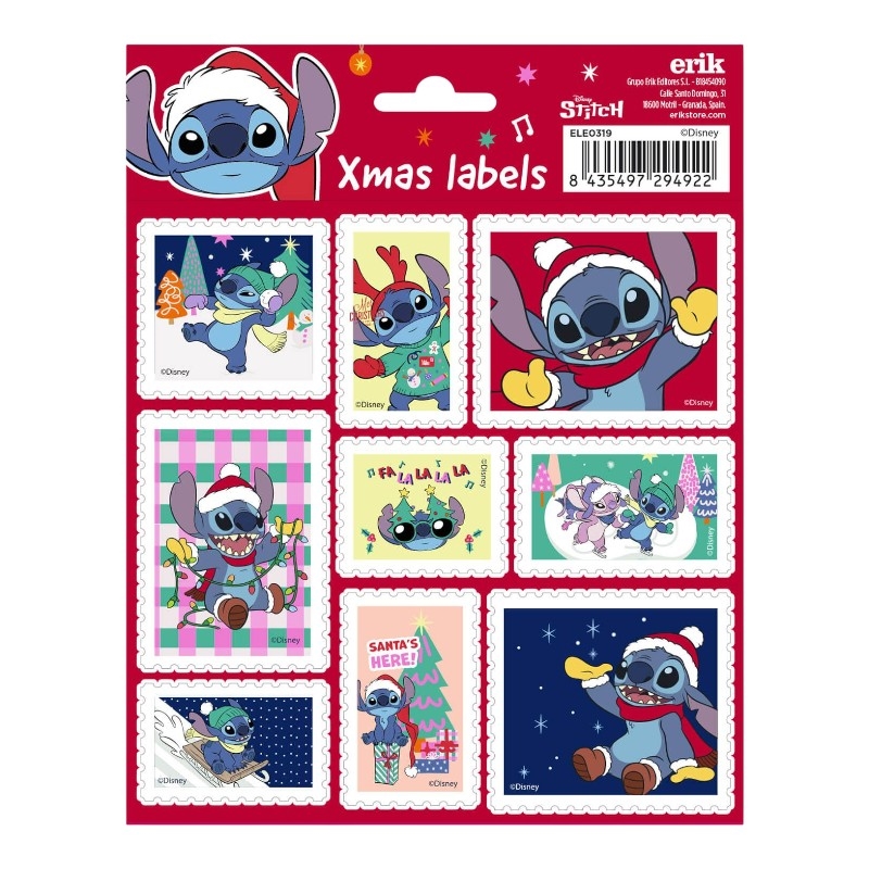 Disney Stitch 18 isekleepuva jõulukleebise komplekt