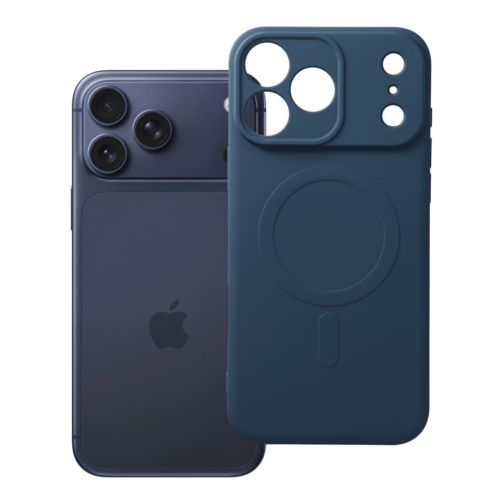 Silikoonist Mag Cover ümbris mudelile iPhone 17 Pro Max / 18 Pro Max, MagSafe'iga ühilduv kaamerakaitsega – tumesinine