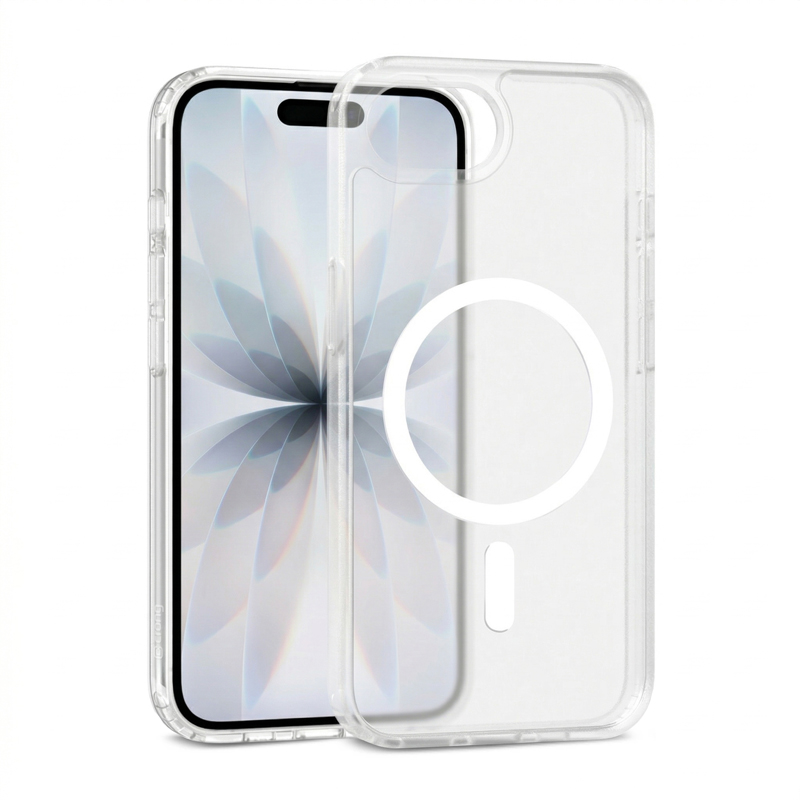 Crong Hybrid Matte Magnetic MagSafe ümbris seadmele iPhone 17e / 16e, valge