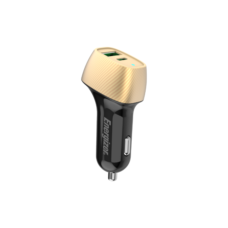 Energizer Ultimate D38BG autolaadija, USB-C + USB-A, 38 W PD + QC 3,0, kuldne ja must