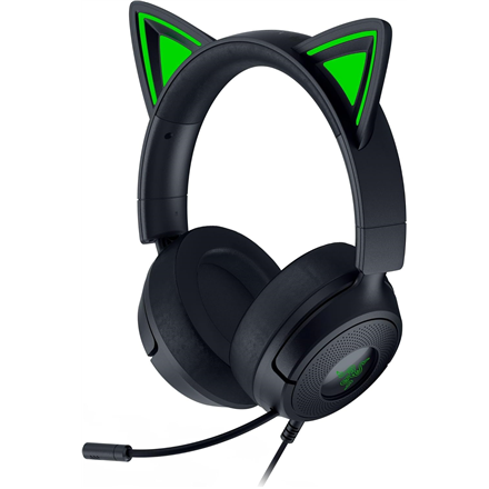 Must juhtmega kõrvu kattev mänguripeakomplekt Razer Kraken Kitty V3 X mikrofoniga