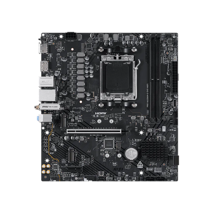 MSI PRO A620AM-G EVO WIFI Processor family AMD Processor socket AM5 DDR5 Number of SATA connectors 4 Supported hard disk drive interfaces SATA, M.2