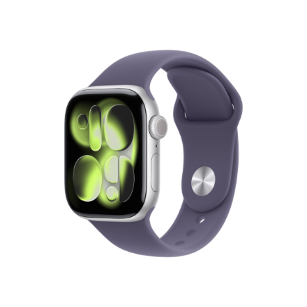 Apple Watch Series 11 MF8J4ET/A – GPS + Cellular, 42 mm hõbedasest alumiiniumist korpus, lillakas udutooni spordirihm, M/L