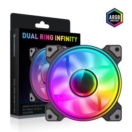 Gamemax Case Fan DUAL RING INFINITY BK Black
