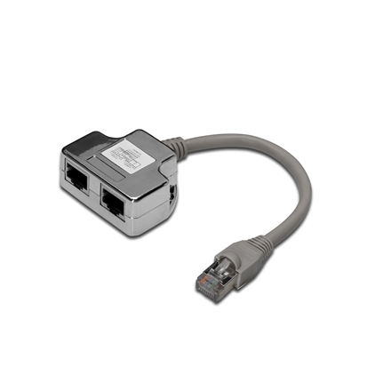 DIGITUS DN-93904 – 0,19 m varjestatud adapterikaabel 2 × CAT 5e jaoks, RJ45 pesast pistikuks, must