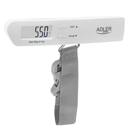 Adler AD 8191 – digitaalne pagasikaal, kuni 50 kg, 10 g jaotus, hall
