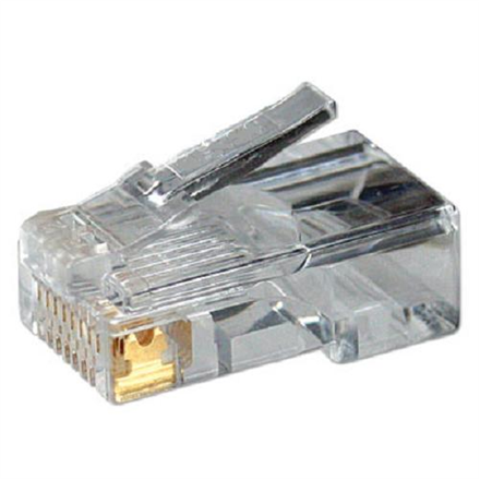 LogiLink MP0002 varjestamata CAT5e 8P8C modulaarpistik ümarkaablile, kullatud kontaktid, läbipaistev