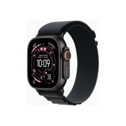 Apple (Apple Watch Ultra 3 GPS + Cellular 49mm Black Titanium Case with Black Alpine Loop - Medium)