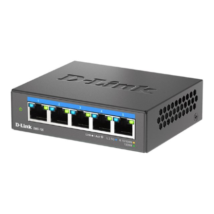 D-Link DMS-105/E 5 pordiga 2.5G mitme gigabitine lauakommutaator, hallamatu