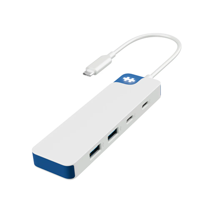 Hyper HyperDrive Flex HD5200BUGL – 4-pordine USB-C kombineeritud jaotur, valge/sinine