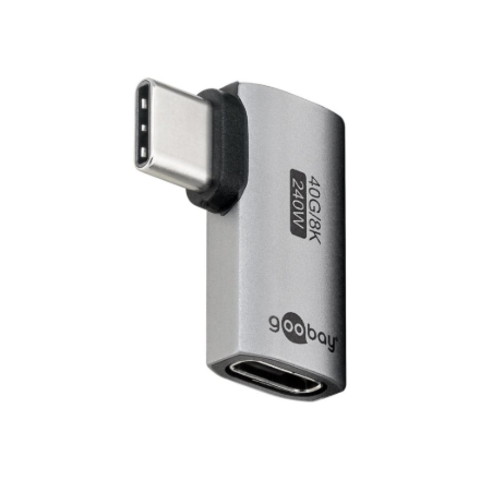 Goobay 74441 – horisontaalne 90° USB-C adapter, USB-C pistik – USB-C pesa, USB4