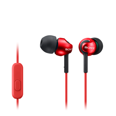 Sony MDR-EX110AP – juhtmega kõrvasisesed kõrvaklapid mikrofoniga, punased