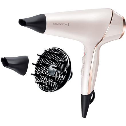 Remington ProLuxe AC9140 – iooniline föön, 2400 W, 3 temperatuuriseadet, difuusor, valge, kuldne ja must