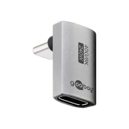 Goobay 74442 – pikk vertikaalne 90° USB-C adapter, USB-C pistik – USB-C pesa, USB4