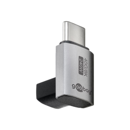 Goobay 74444 – lühike vertikaalne 90° USB-C adapter, USB-C pistik – USB-C pesa, USB4