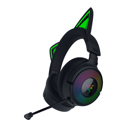 Razer Kraken Kitty V3 Pro RZ04-05170300-R3M1 – juhtmevaba kõrvu kattev Bluetooth-mänguripeakomplekt kassikõrvadega, must