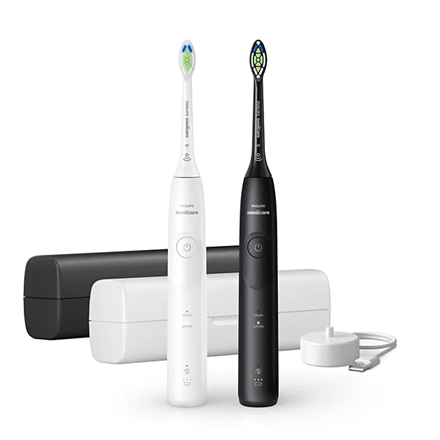 Philips HX7119/02 Sonicare Series 5500 elektriline hambahari, topeltpakend, laetav, täiskasvanutele, komplektis olevate harjapeade arv 2, hammaste pesurežiimide arv 2, valge/must