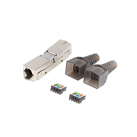 Lanberg PL2SA-6000TL – 2× tööriistavaba RJ45 CAT6A FTP 8P8C pistikut, hõbedased/läbipaistvad