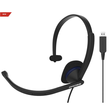Koss CS195 USB – juhtmega USB kõrvapealsed mikrofoniga kõrvaklapid, mustad