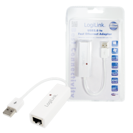 LogiLink UA0144B – USB 2.0–Fast Ethernet RJ45 adapter, 0.115 m, valge