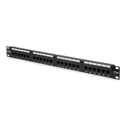 Digitus paneeljaotur DN-91524U 48.2 x 4.4 x 10.9 cm Kategooria: CAT 5e; Pordid: 24 x RJ45; Hoidejõud: 7.7 kg; Sisestusjõud: 30N max Must