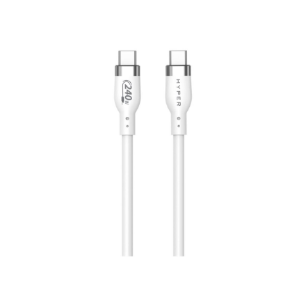 Hyper HyperJuice HJ4001WHGL – 1 m 240 W silikoonist USB-C–USB-C laadimiskaabel, valge