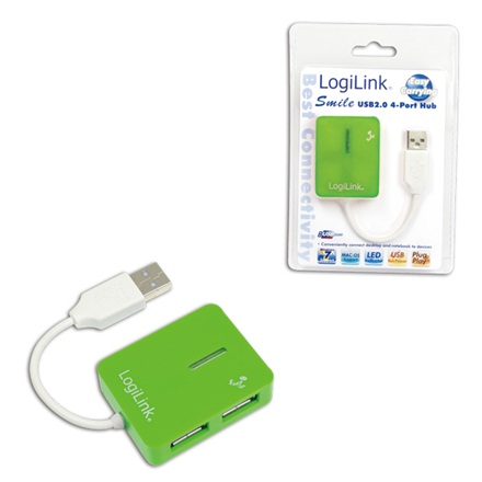 LogiLink UA0138 Smile – 4-pordine USB 2.0 jaotur, roheline