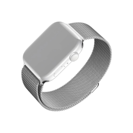 FIXED FIXMEST-434-SL – metallvõrgust kellarihm, 42/44/45/46/49 mm, Apple Watch, hõbedane