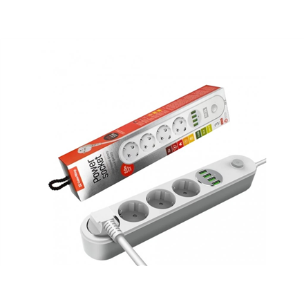 ColorWay CW-CHE44W – pikendusjuhe 4 EL-pistikupesa ja USB-laadimispesadega