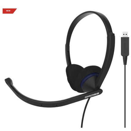 Koss CS200 USB – juhtmega USB kõrvapealsed mikrofoniga kõrvaklapid, mustad