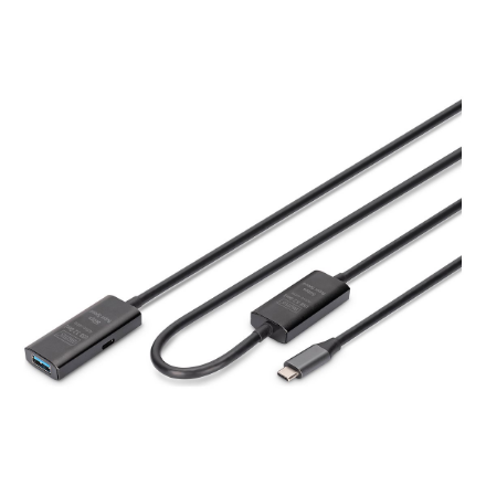 DIGITUS DA-73111 – aktiivne USB 3.2 Gen 1 pikenduskaabel, 5 Gbit/s, USB-C–USB-A