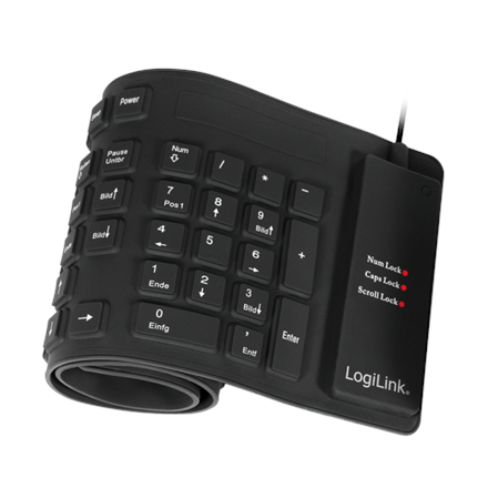 Logilink Flexible waterproof Keyboard USB + PS/2 ID0019A Flexible keyboard Wired DE Black