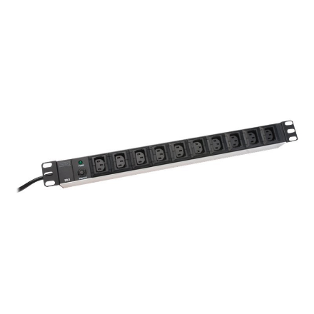 DIGITUS DN-95404 – alumiiniumist pikendusplokk IEC C14 sisendi ja 10 pistikupesaga