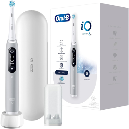 Oral-B elektriline hambahari iO6s, laetav, täiskasvanutele, kaasasolevate harjapeade arv 2, hambapesurežiimide arv 5, hall