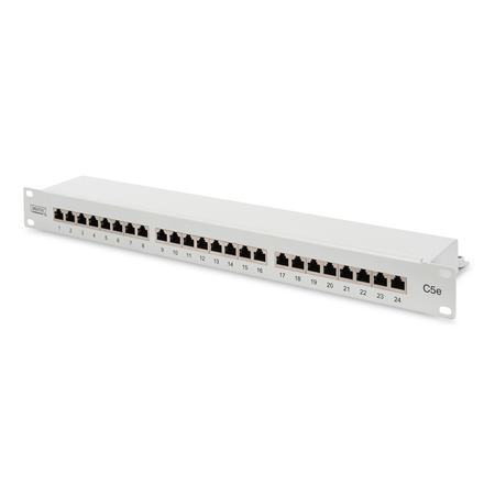 DIGITUS DN-91524S – 24-pordiline CAT 5e RJ45 ühenduspaneel, maksimaalne sisestusjõud 30 N, valge