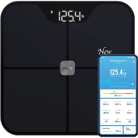 iHealth Nexus Pro HS2SPRO – nutikas kehakoostise kaal kuni 181 kg KMI mõõtmisega, must