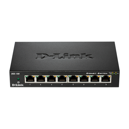 D-Link Kommutaator DGS-108/E Hallamatu Lauapealne Gigabit Ethernet (vask) portide arv 8 60 kuud