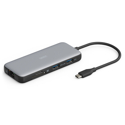 DIGITUS DA-70915 – 8-pordiline USB-C dokkimisjaam, 2 × HDMI, RJ-45 Gigabit Ethernet