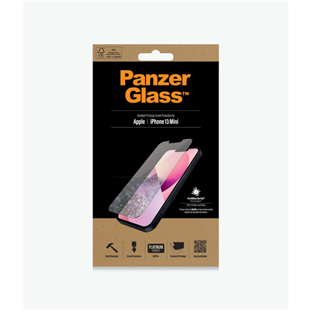 PanzerGlass Läbipaistev ekraanikaitse Apple iPhone 13 Mini Karastatud klaas Antibakteriaalne klaas; Kriimustus- ja bakterikindel; Löögikindel; Lihtsalt paigaldatav