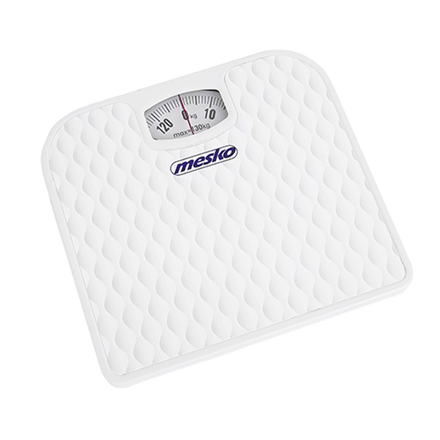 Mesko MS 8160 – mehaaniline vannitoakaal, kuni 130 kg, täpsus 1 000 g, valge