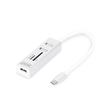 Digitus USB Type-C OTG 3-pordiline jaotur ja kaardilugeja DA-70243