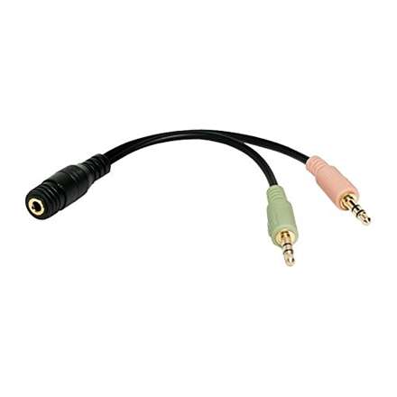 Logilink heliadapter: 3,5 mm 4-kontaktiline ühendus – 2 × 3,5 mm 3-kontaktilist stereoühendust