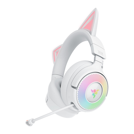 Razer Kraken Kitty V3 Pro RZ04-05170400-R3M1 – juhtmevaba kõrvu kattev Bluetooth-mänguripeakomplekt kassikõrvadega, valge